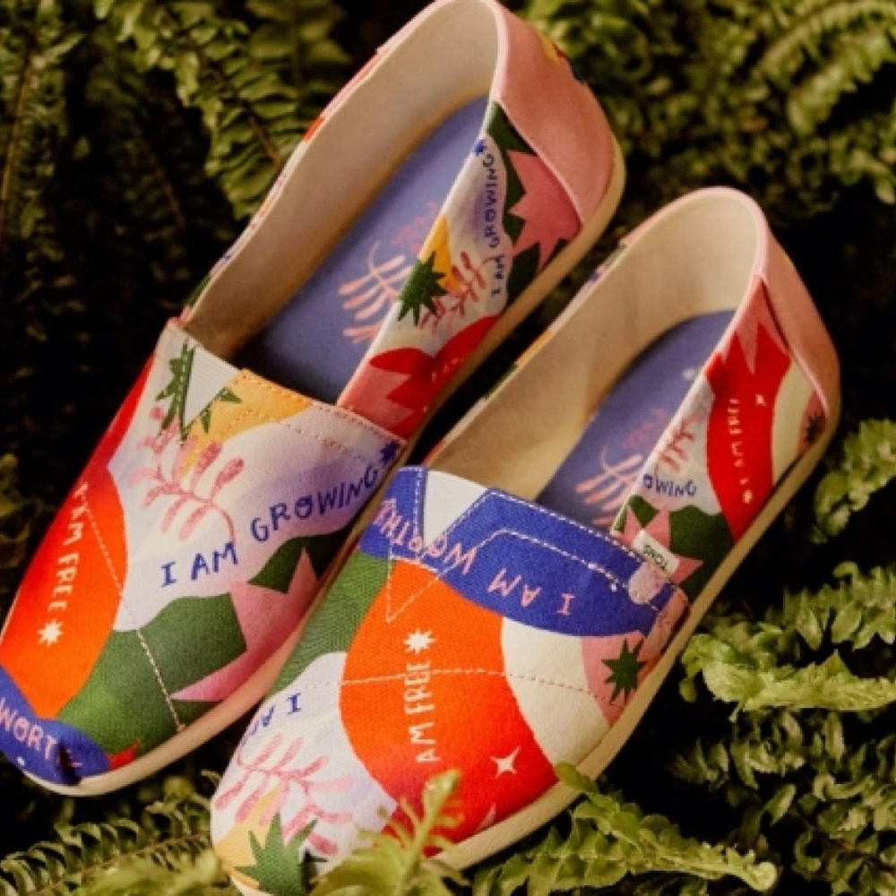 EUC Toms x Loveis Wise Alps Artist Series Alpargata Slip On Shoes Size 9
